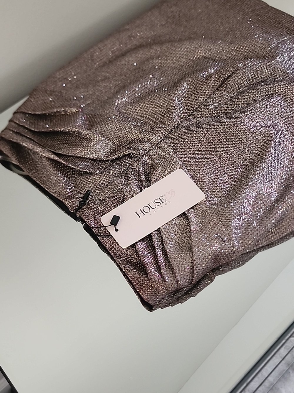 House of CB Shaker bronze mini skirt BNWT XS - Picture 3 of 12